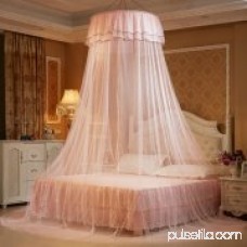 Round Double Lace Curtain Dome Bed Canopy Princess Mosquito Net with Luminous Butterfly